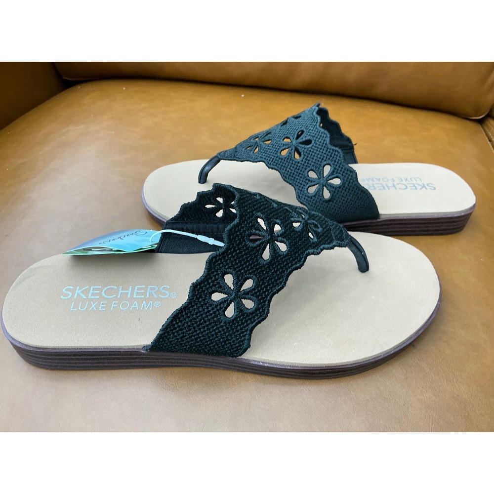 Skechers Summer Cove-Breeze Sandals Women Size 7 BlackNew Floral Luxe Foam Thong - Picture 5 of 9